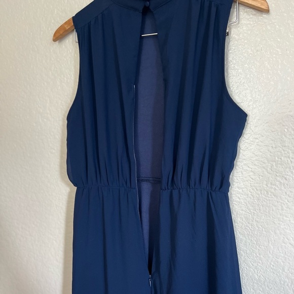 Classic Elegance Navy Chiffon Sleeveless Mock Neck Maxi Dress - Picture 7 of 8